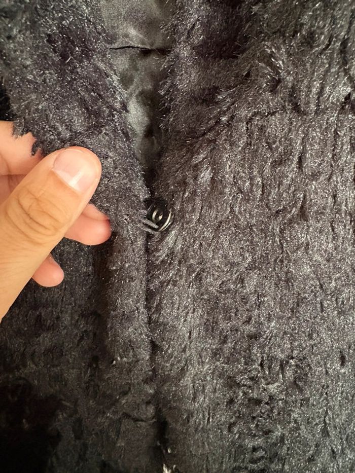 Gilet / Veste sans manches fausse fourrure noire - Taille L / XL - photo numéro 2