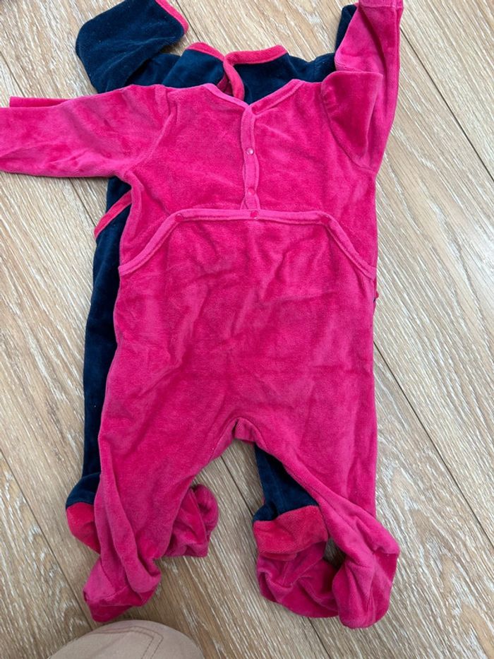 Lot de 3 pyjamas 1/3 mois du pareil au même en coton bleu rose - photo numéro 8