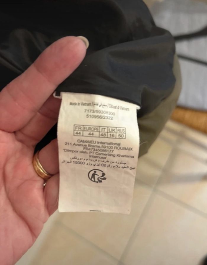 doudoune manteau femme Camaïeu Kaki T44 - photo numéro 3