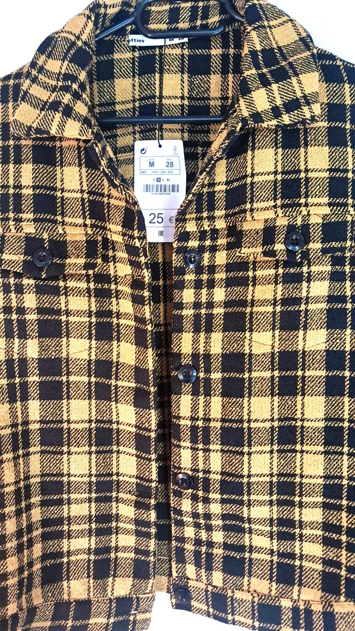 Veste surchemise à carreaux jaune & noir – Taille M - photo numéro 2