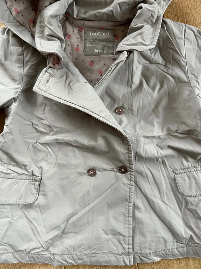Manteau à capuche bout chou 36 mois gris fille très bon état - photo numéro 2