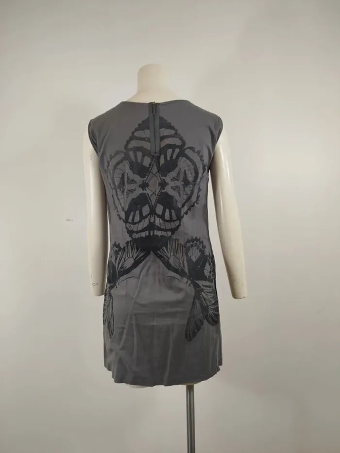 Robe grise imprimé papillon Bonobo Jeans taille unique à zip dans le dos A1567 - photo numéro 9