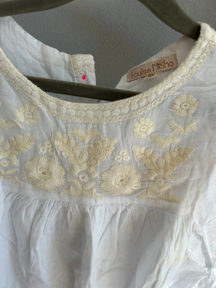 Blouse blanche en coton avec broderies - Louise Misha (Taille 3-4 ans) - photo numéro 2