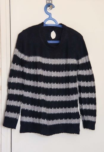 Pull long et large rayé effet tout doux