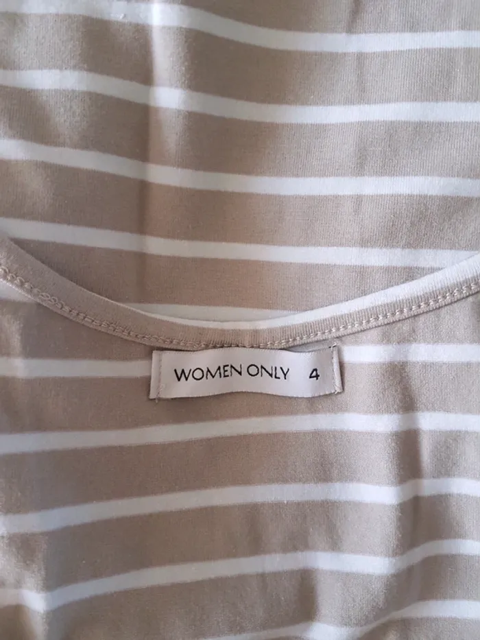 Debardeur rayures creme/blanc Women Only T4 Neuf - photo numéro 3