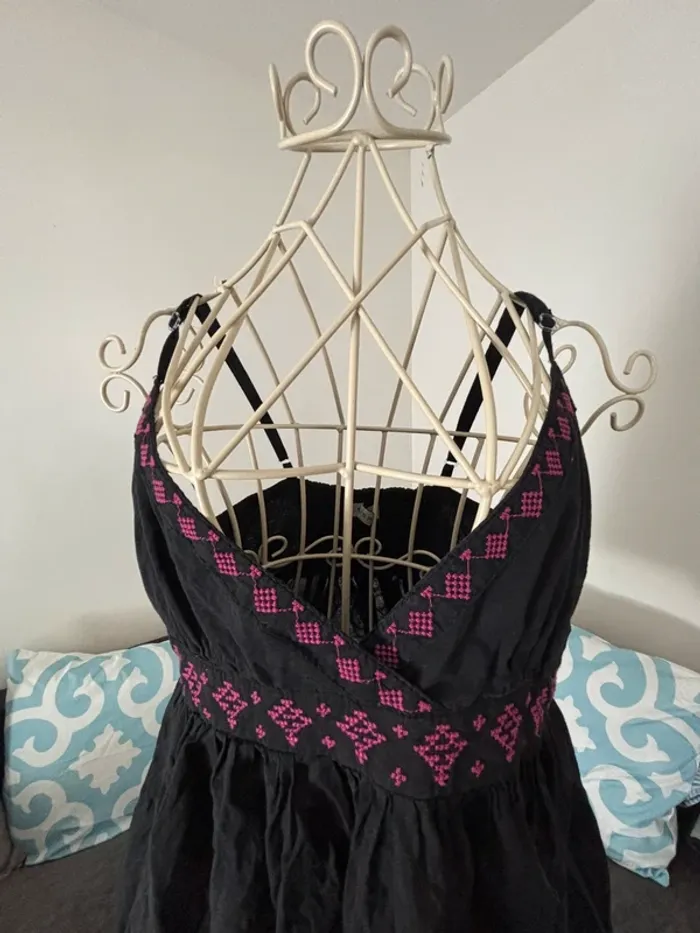 Robe noire 100% coton style bohème - taille 36/38 - photo numéro 8