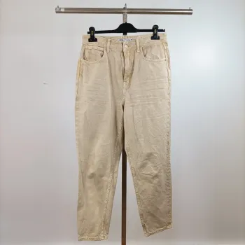 Pantalon coupe mom beige en velours côtelé Zara taille 40 100% coton A1489
