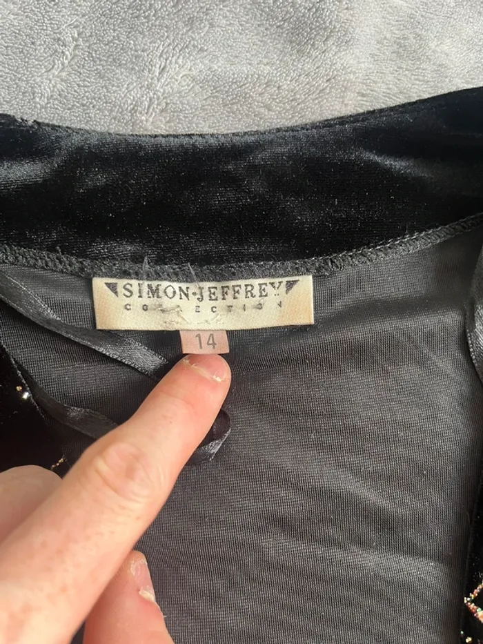 Veste blazer en velours noir et doré pailleté – Simon Jeffrey T.42 (UK 14) - photo numéro 3