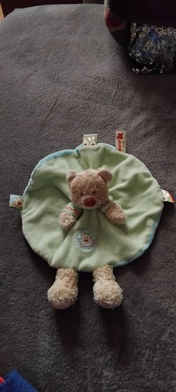 Doudou rond plat ours et étiquettes- Nicotoy 