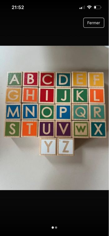 Alphabet cubes en bois majuscule et minuscule neuf
