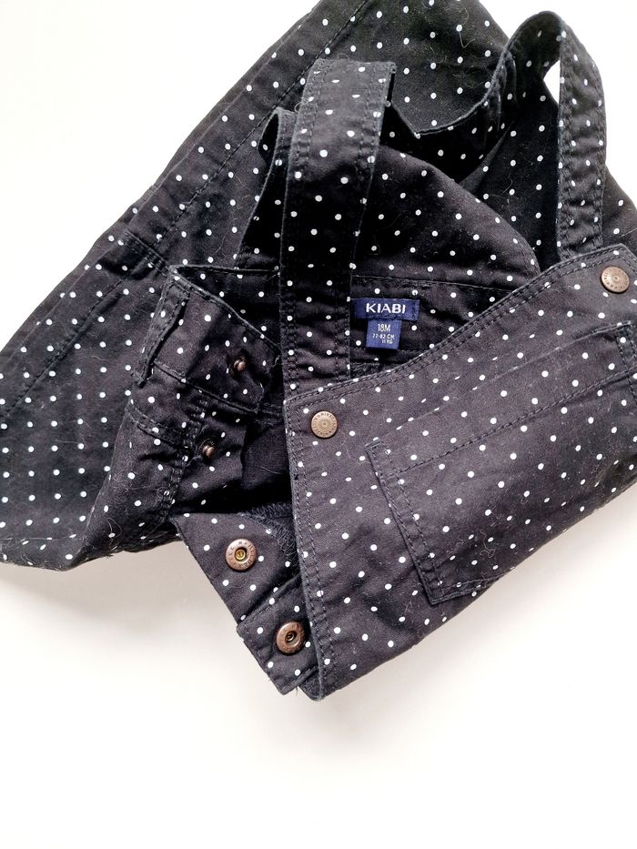 Kiabi - Robe salopette - Noir à pois blancs (18 mois) - photo numéro 3