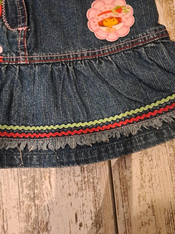 Jupe jean brodé Charlotte aux fraises - photo numéro 4