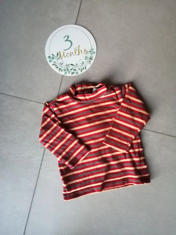 T-shirt manches longues 3 mois rayé rouge jaune