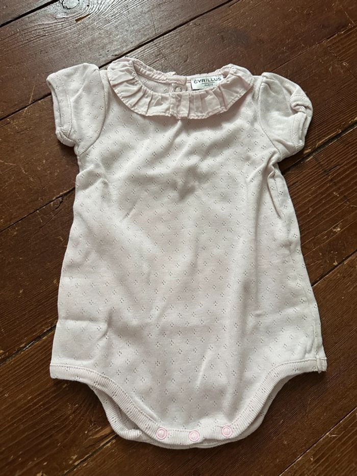 Body Cyrillus rose à col manches courtes 6 mois