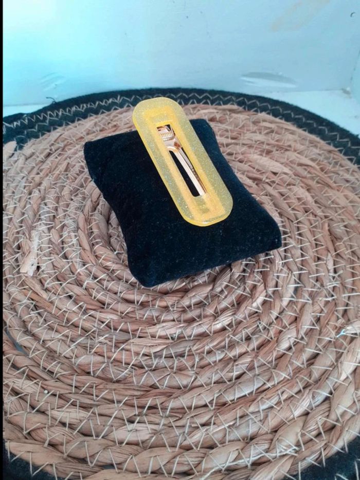 Barrette cheveux jaune transparent pailletée n°11 - photo numéro 3