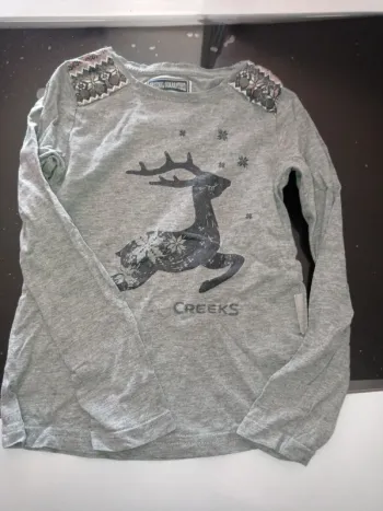 T-shirt manche longue gris avec motif