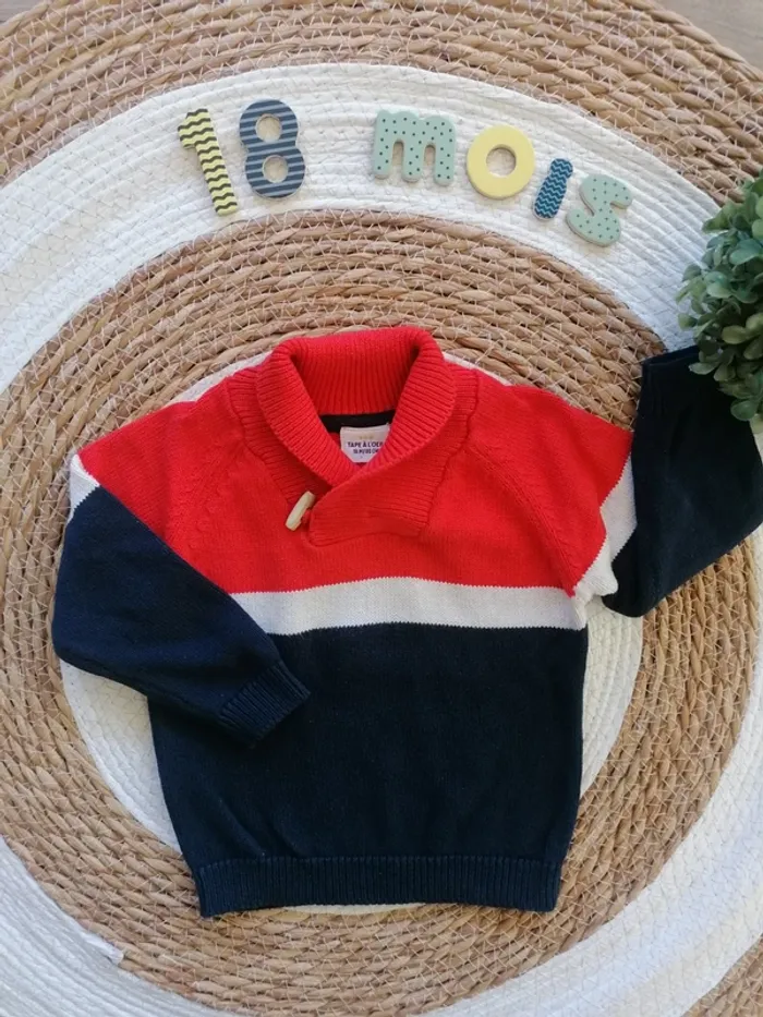 Pull tricolore - Tape à l'oeil - 18 mois