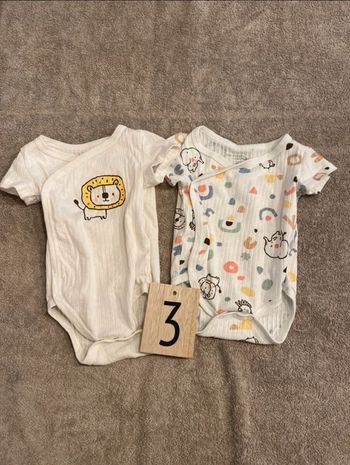Lot de deux bodies manches courtes mixte 3 mois