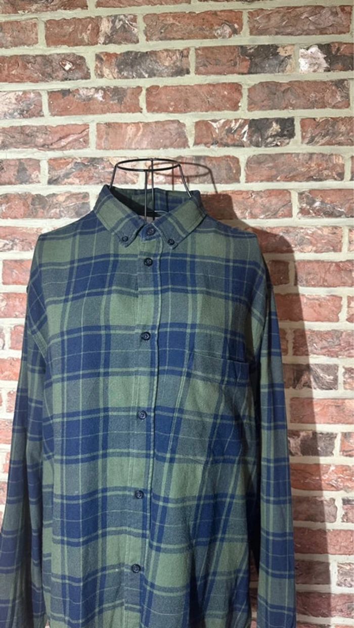 Chemise à carreaux bleu et verte H&M Regular Fit Taille L / 40 - photo numéro 2