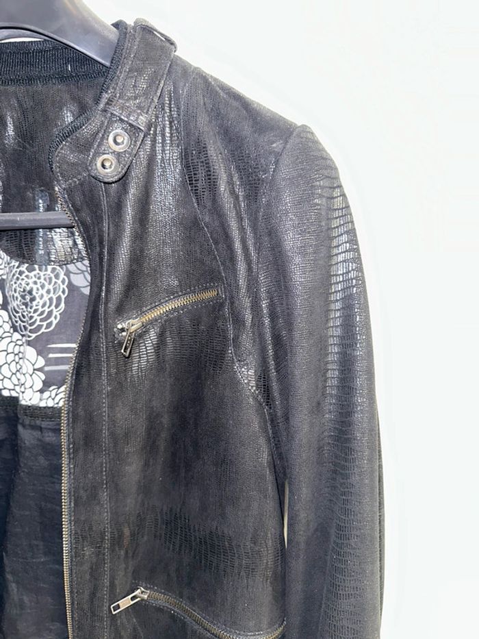 Veste en cuir noire effet brillant écaille NAFNAF 36 - photo numéro 3