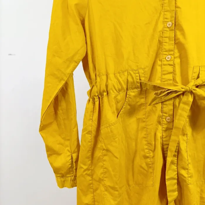 Robe chemise jaune moutarde Beauty Fashion col à strass ceinture T40 100 % polyester A1269 - photo numéro 6