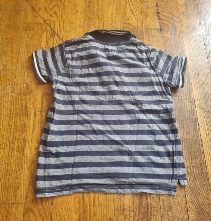 polo manche courte garçon à rayure gris et bleu marine taille 5ans tape à l'œil - photo numéro 3