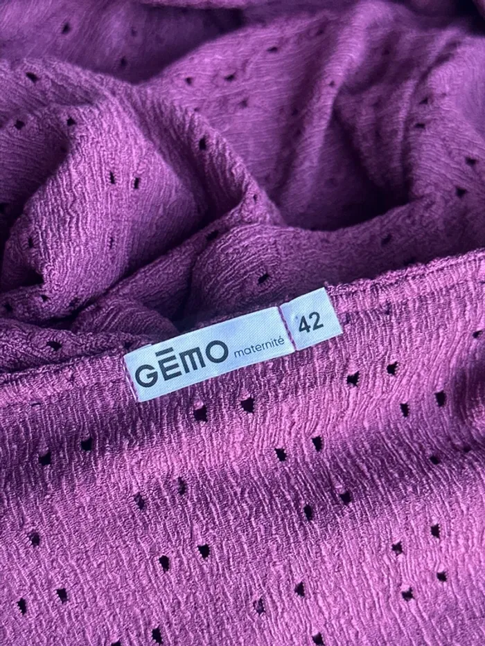 Blouse manches longues violette à volants décolleté 42/XL - photo numéro 5
