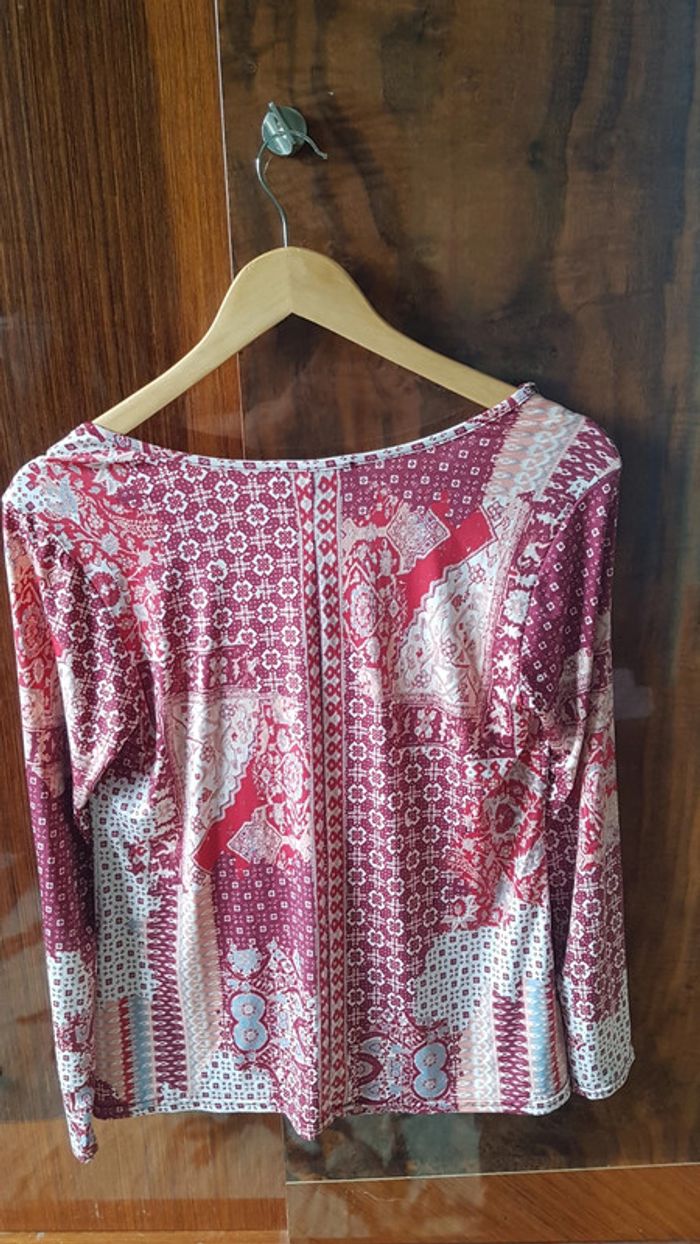 Blouse rouge et blanche imprimé - photo numéro 2
