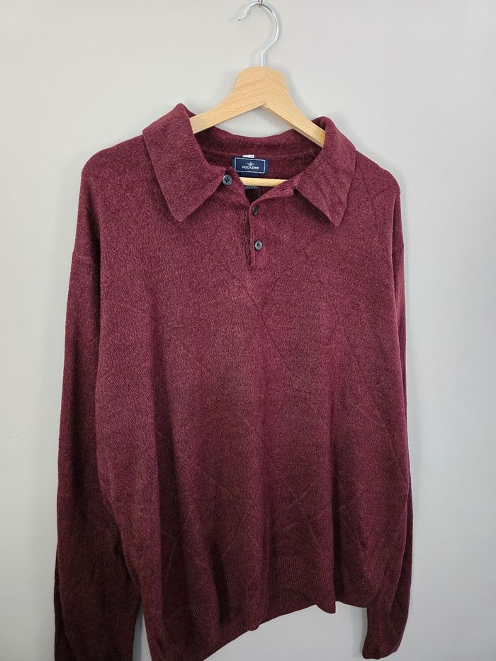Pull Dockers col polo bordeaux homme XL – Style classique, doux et chaud - photo numéro 2