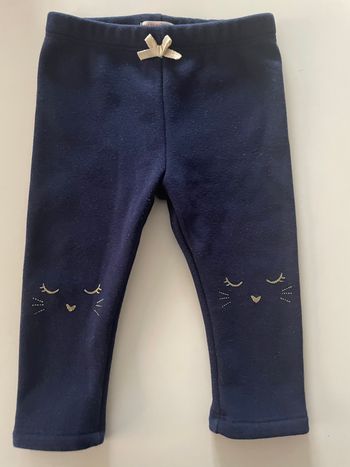 Legging doublé bleu marine à motifs lapins brodés - 18 mois - 80cm
