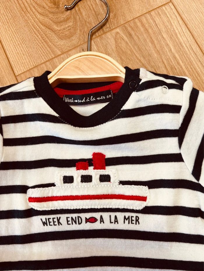 Taille 6 mois salopette d’été barboteuse garçon week-end à la mer * marin * 💙 - photo numéro 4