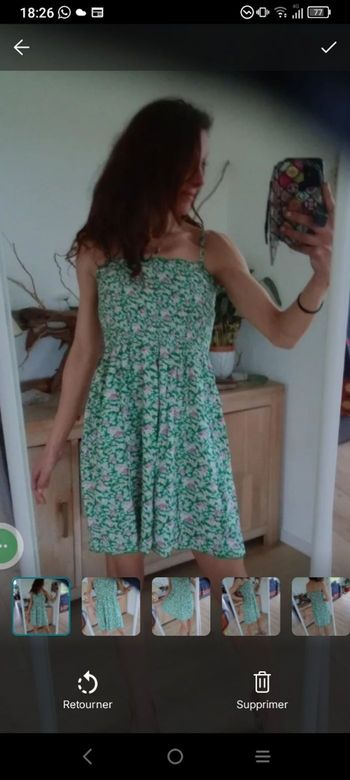 Robe fleurie s vert et rose c76