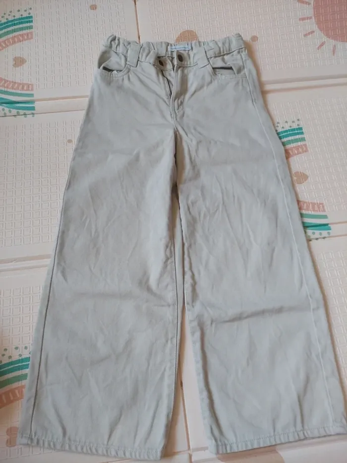 Pantalon jean large beige
