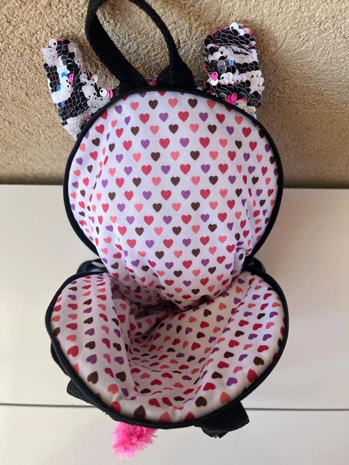 Sac à dos peluche sequins Zoey le zèbre 30cm marque T’y - photo numéro 3