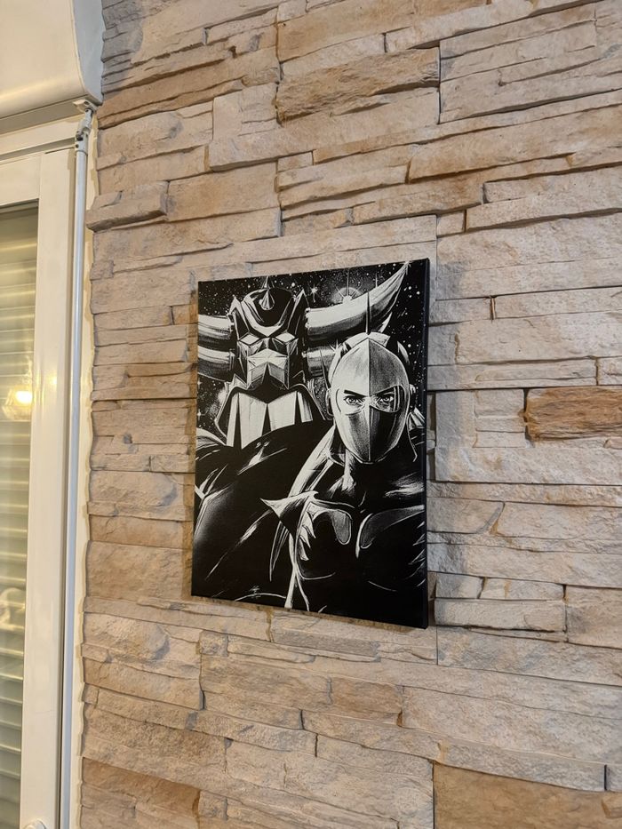 Tableau Goldorak et Actarus style rétro en toile 30x40cm - photo numéro 4