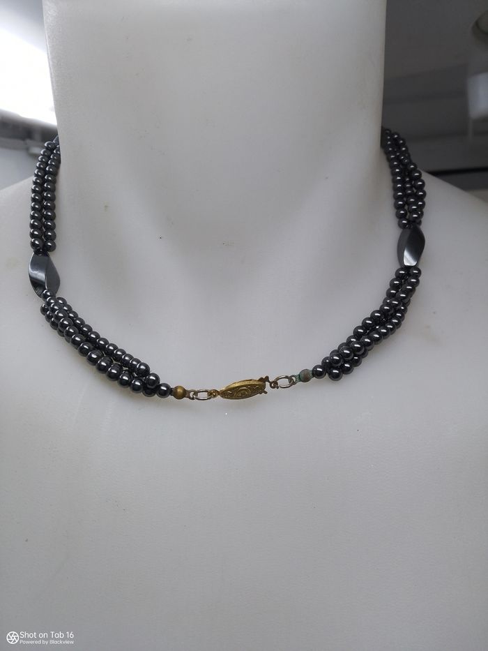 Collier ras du cou en perle de onyx en perle - photo numéro 3