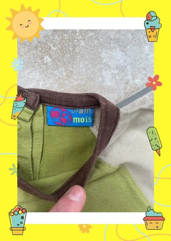 T-shirt manches longues marron vert Du Pareil au Même 23 mois - photo numéro 6