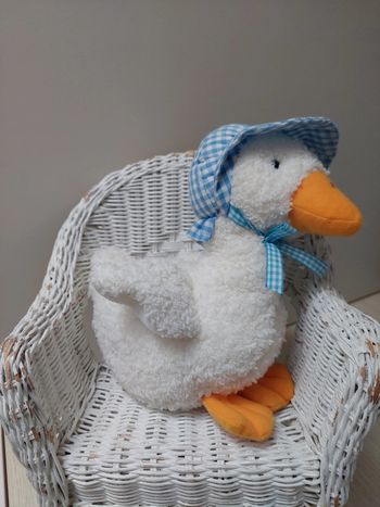 Nicotoy - peluche oie bonnet vichy bleu