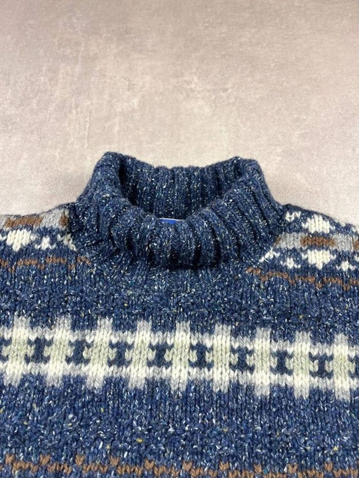 Pull vintage papy col roulé 90% laine 10% soie - Turtleneck Wool & Silk cable knit 00's - XL - photo numéro 3