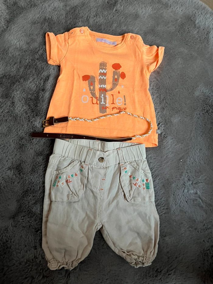 Gémo 12m t shirt pantacourt ceinture - photo numéro 2