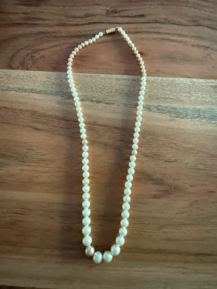 Collier vintage perles beiges - photo numéro 3