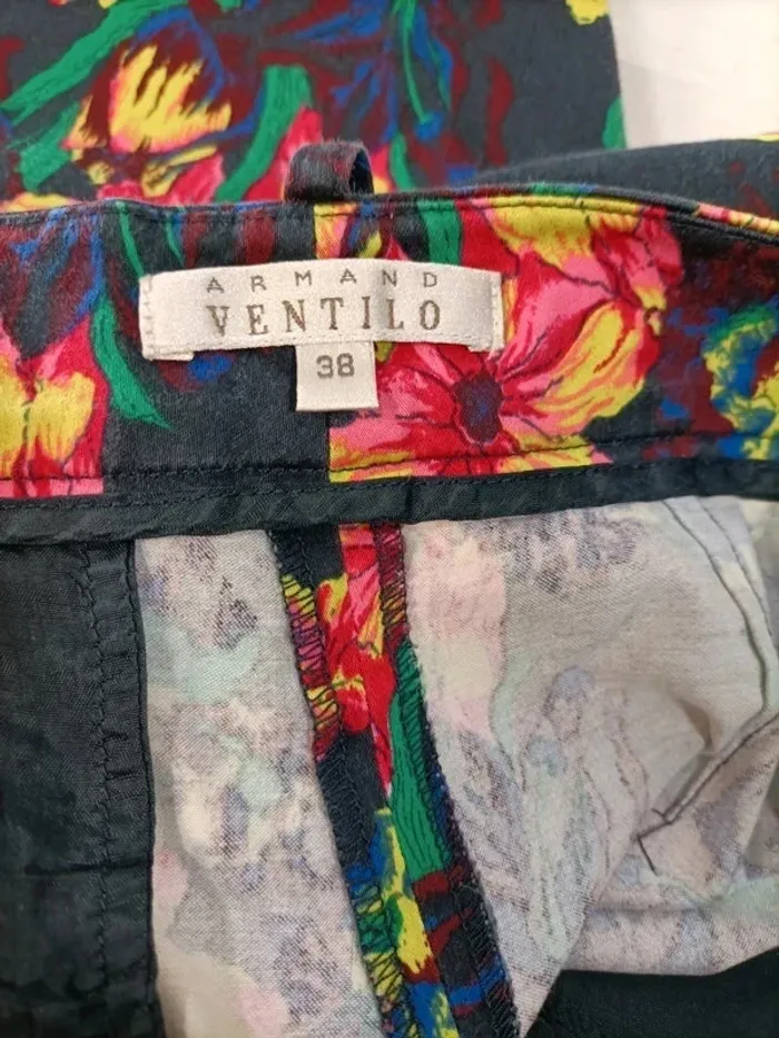 Pantalon fleuri Armand Ventilo taille 38 en coton et soie A211 - photo numéro 7