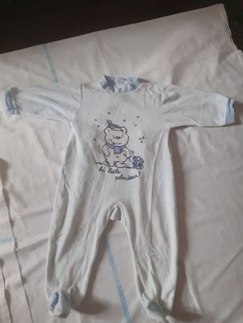 Babygros bleu clair motif ourson à bonnet