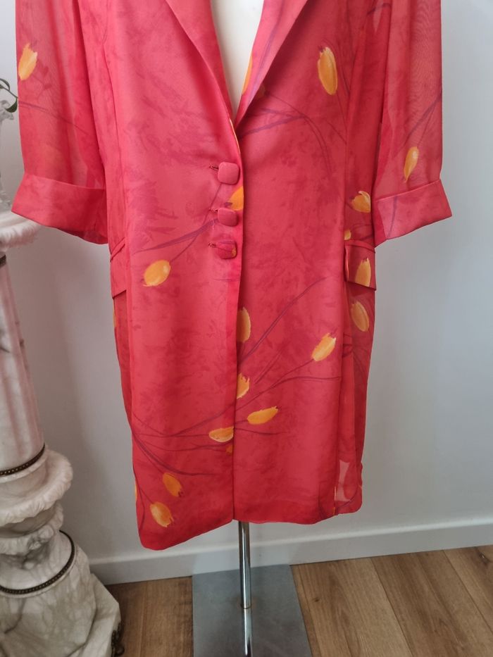 Kimono rouge fluide transparent vintage - photo numéro 3