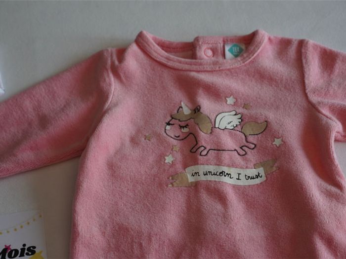 Lot n°1 de 2 Pyjamas velours blanc/rose fantaisies Tex Taille : 0m (Naissance) - photo numéro 5