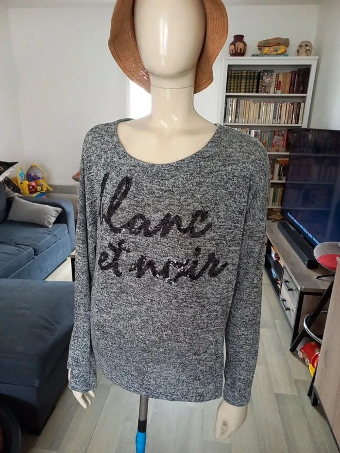Pull femme noir et gris XL - photo numéro 3