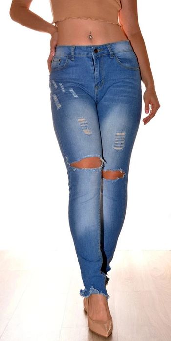Pantalon bleu troué taille S