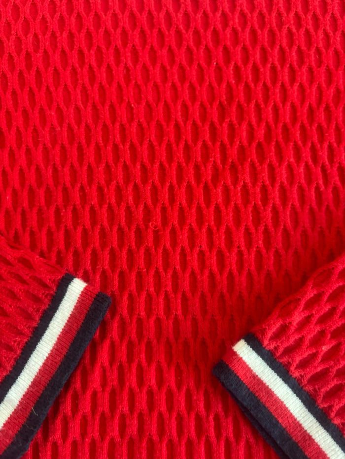 Sweat manche 3/4 Tommy Hilfiger brodé rouge col bleu blanc rouge - photo numéro 7