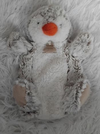 Doudou marionnette pingouin chiné et blanc - Histoire d'Ours
