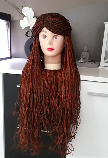 Perruque tressée avec mèches colorées🌿💞